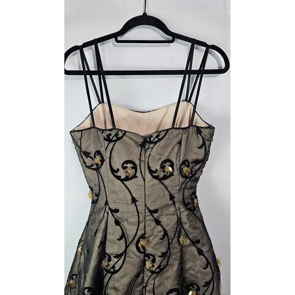 Coli Couture Black Gold Floral Beaded Prom Formal Gown Dress Size 8 - Picture 8 of 11